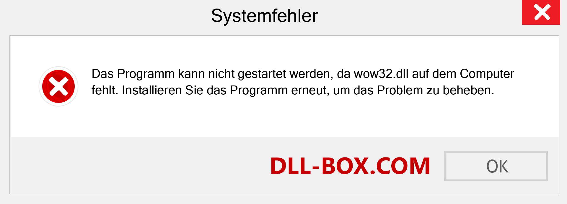 wow32.dll-Datei fehlt?. Download für Windows 7, 8, 10 - Fix wow32 dll Missing Error unter Windows, Fotos, Bildern